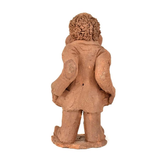 African Early 20th Century Smiling Male Clay Figure Malawi For Sale - Image 3 of 5