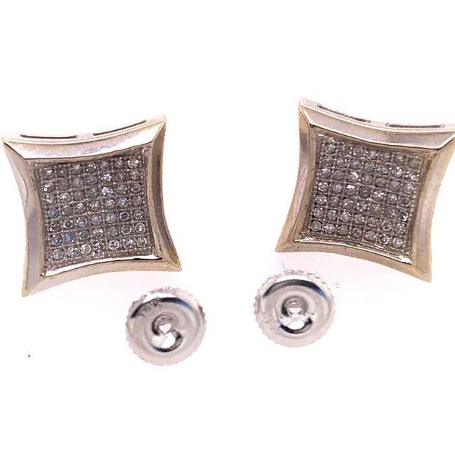 2010s 14 Karat Two-Tone Gold Button Earrings With Diamonds 1.00 Total Diamond Weight, A Pair For Sale - Image 5 of 7