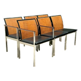 Vintage Paul McCobb for Lane Chrome Frame and Cane Dining Chairs - Set of 6 For Sale