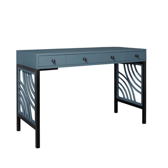 Swirl Writing Desk - Regatta Blue For Sale - Image 9 of 9