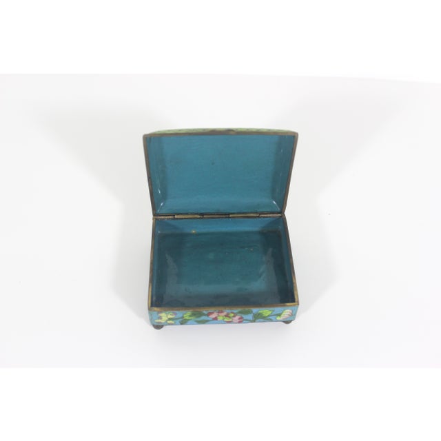 Antique Chinese Floral Cloisonné Box For Sale - Image 6 of 12