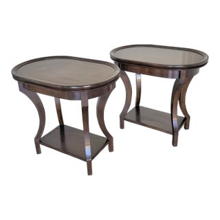 Dark Wood Oversized End Tables, Nightstands - Set of 2 For Sale