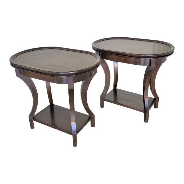 Dark Wood Oversized End Tables, Nightstands - Set of 2 For Sale