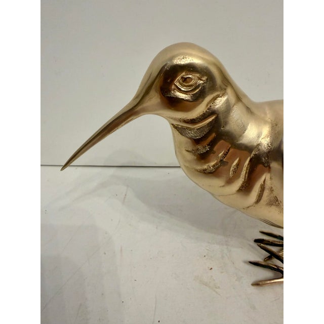 Vintage Hollywood Regency Brass Sandpiper Bird Sculpture For Sale - Image 10 of 10