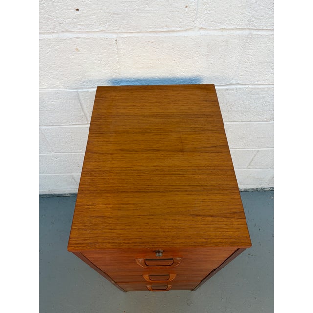 Wood Mid 20th Century Danish Modern Three Drawer Teak Filing Cabinet by BRDR Furbo For Sale - Image 7 of 15