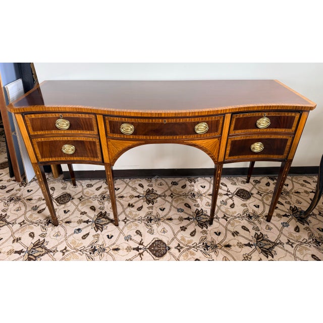 Councill Craftsmen Mahogany Inlaid Sideboard Buffet With Serpentine Front For Sale - Image 11 of 12