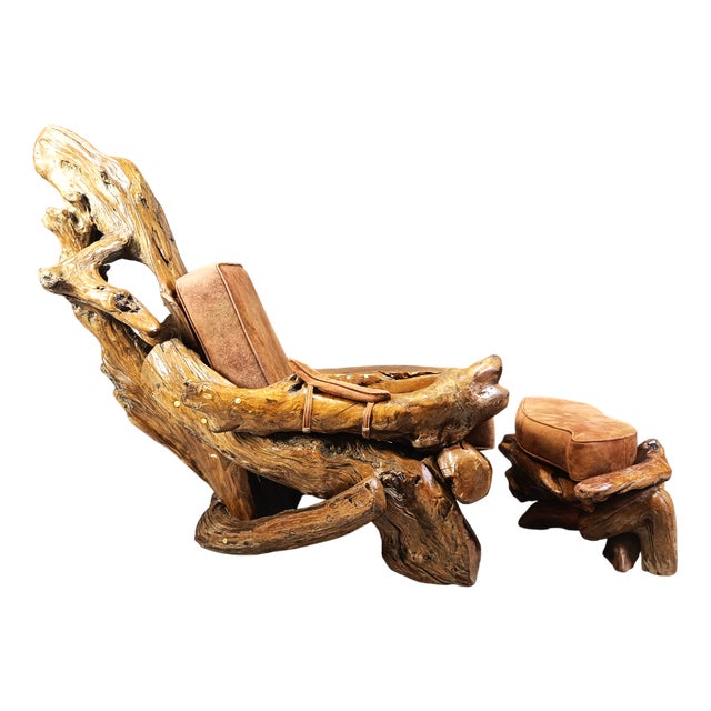 Olive Wood Lounge Chair, 1960s For Sale