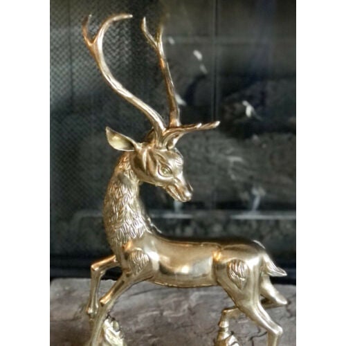 Mid 20th Century Large Deer Solid Brass Christmas Reindeer Holiday Decoration Vintage - a Pair For Sale - Image 5 of 8