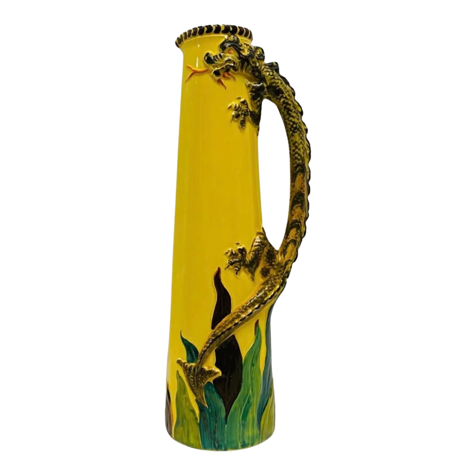 Antique Bishop England Art Deco Tapered Pitcher With Dragon Handle ...