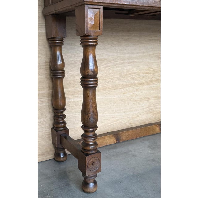 Vintage Spanish Console Table with Two Drawers and Turned Legs, 1920 For Sale - Image 10 of 13