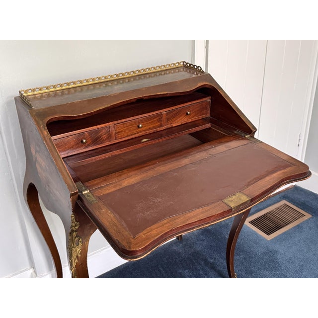 Antique French Louis XV Style Mahogany Painted Writing Desk For Sale - Image 10 of 14