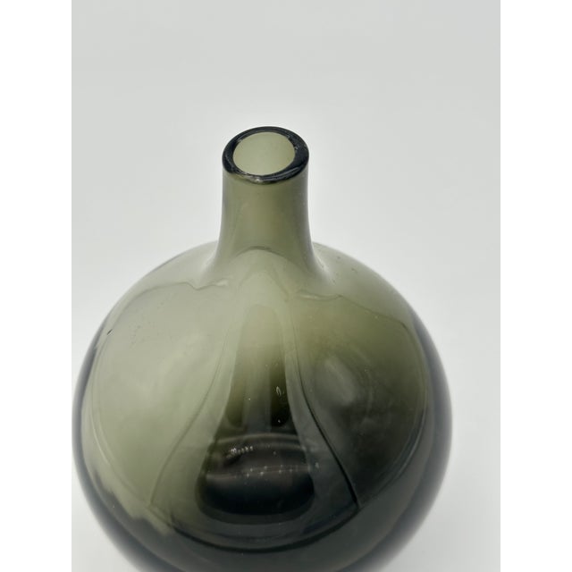 Mid-Century Modern Holmegaard Smoke Green/Black Blown Glass Vase, Mid-Century For Sale - Image 3 of 5