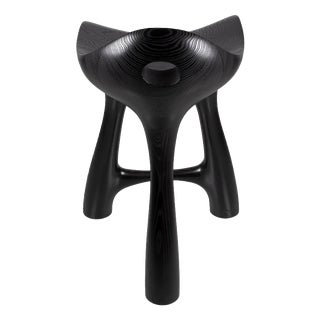 Tripod Stool in Black-Stained and Varnished Ash by Maxime Goléo For Sale