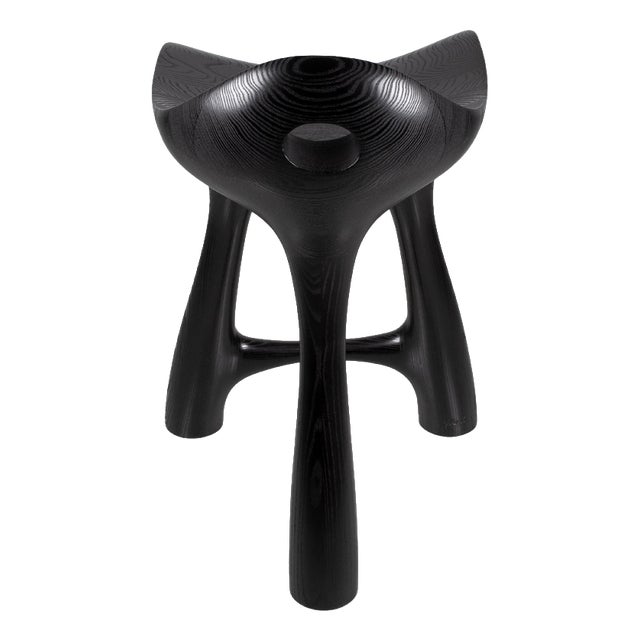Tripod Stool in Black-Stained and Varnished Ash by Maxime Goléo For Sale