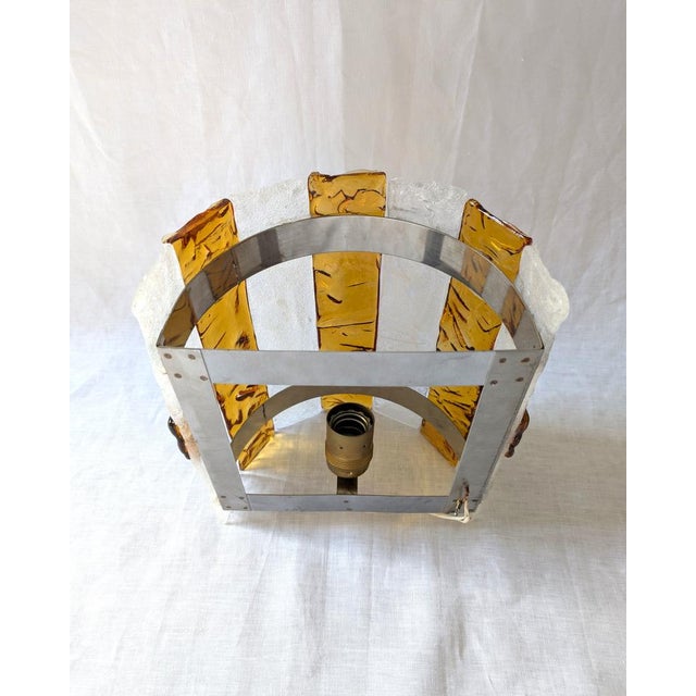 Amber Striped Murano Glass Wall Sconce attributed to AV Mazzega, 1970s For Sale - Image 13 of 14