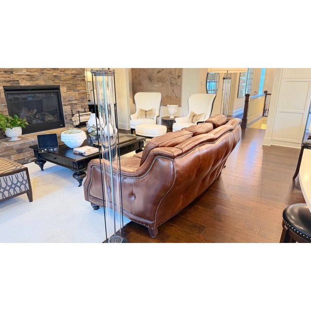 Hancock & Moore Brown (Portfolio Tobacco)Leather Sofa With Nailhead Trim and Turned Bun Feet For Sale In Pittsburgh - Image 6 of 11