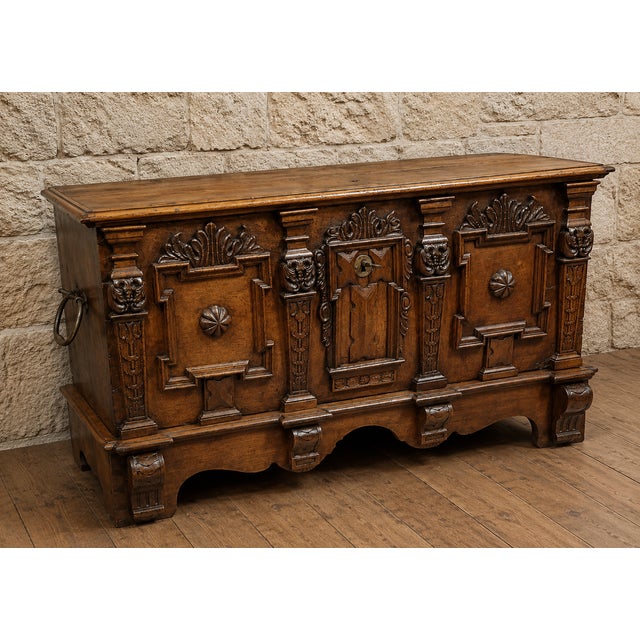 Renaissance Carved Walnut Chest, 17th Century For Sale - Image 5 of 7