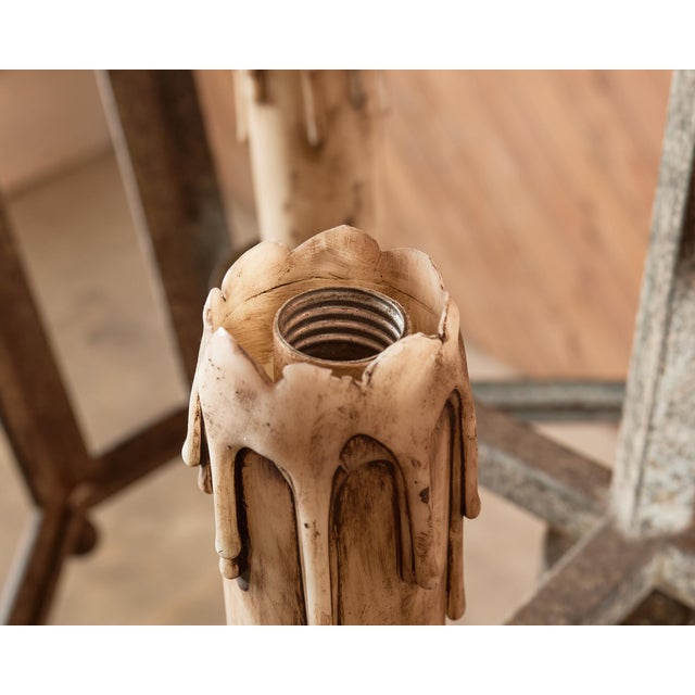 Metal Monumental Dennis & Leen Attributed Patinated Iron Bronze Lantern Chandelier For Sale - Image 7 of 18