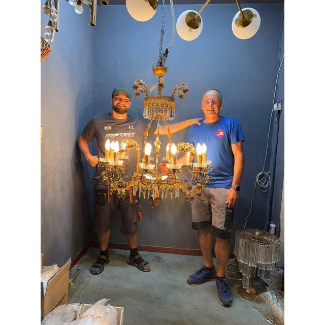 Large Italian Murano Glass Fruit and Floral Chandelier, 1950s For Sale - Image 14 of 18
