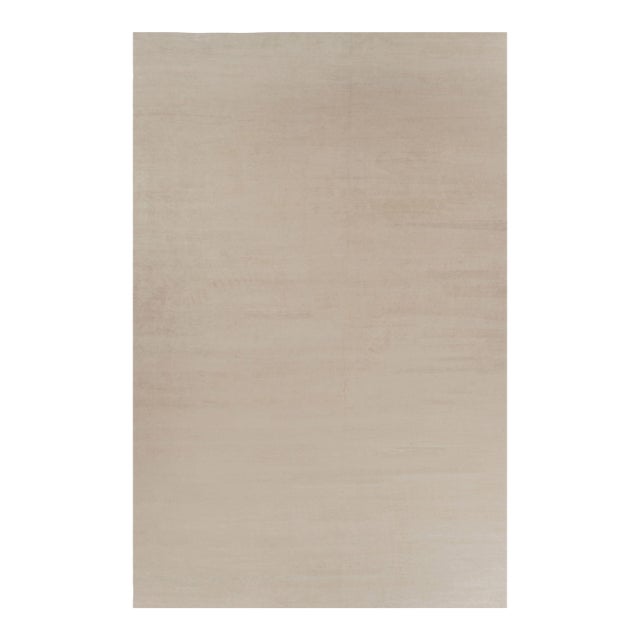 Rug & Kilim’s Oversized Modern Textural Rug in Beige and Cream Striae - 13x20 For Sale