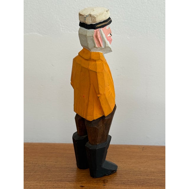 Late 20th Century Vintage Arts & Crafts Carved Sailor For Sale - Image 5 of 9