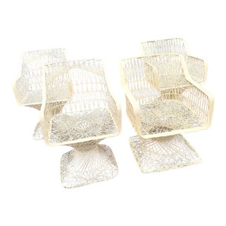 Mid Century Modern Spun Fiberglass Dining Arm Chairs - Set of 4 For Sale