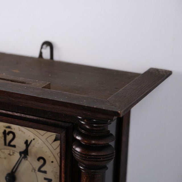 Vintage Oak Wall Clock with Carved Details, 1920s For Sale - Image 6 of 9