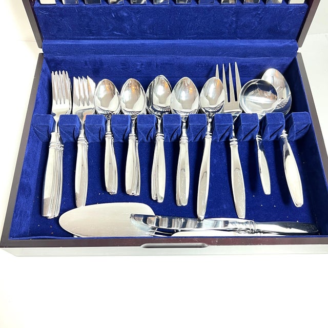 Modern Late 20th Century Reed & Barton "Brompton" Stainless Flatware for 8 + Serving - 66 Pieces For Sale - Image 3 of 7