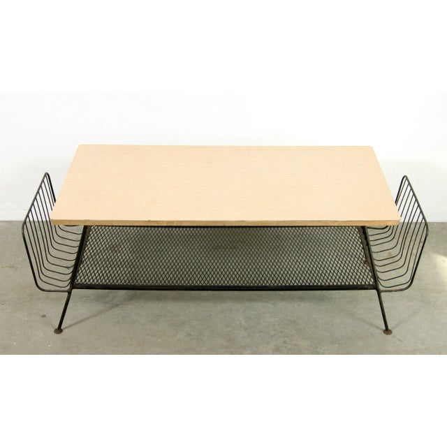 Mid-Century Modern Mid Century Modern Wrought Iron Coffee Table W/ Magazine Racks in the Manner of Paul McCobb For Sale - Image 3 of 7
