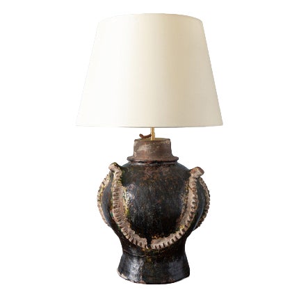 17th Century Sauxemesnil Glazed Earthenware Roof Finial Table Lamp For Sale