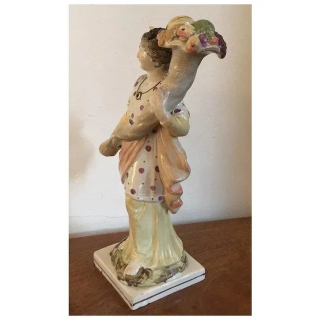English Large Antique Early 19th Century English Regency Pearlware Staffordshire Classical Figure of Ceres Roman Goddess of Agriculture For Sale - Image 3 of 11