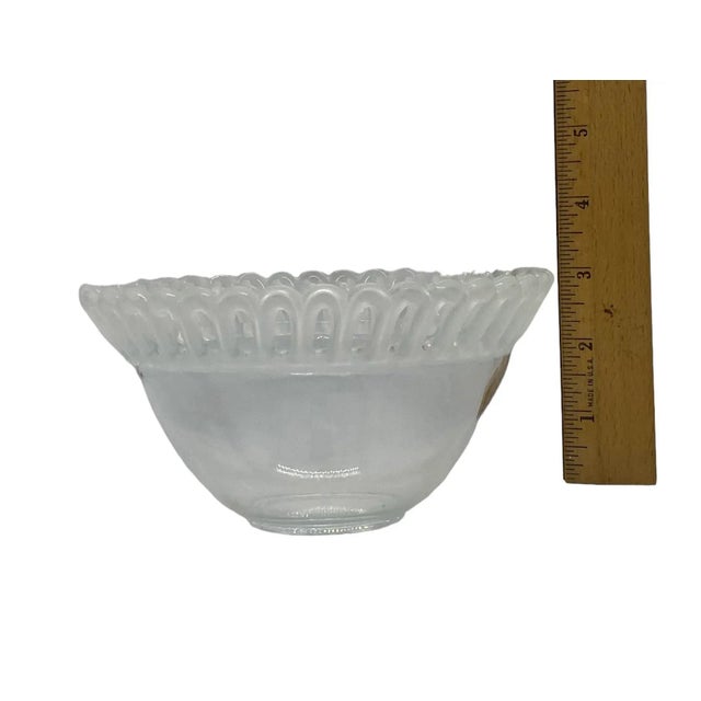 Mid 20th Century “Lalique-Style”Glass Dessert Fruit Bowls With Frosted Reticulated Rims - Set of 8 For Sale - Image 10 of 13