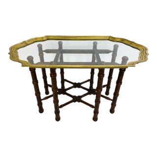 Handsome Vintage Faux Tortoiseshell Classical Side Table. For Sale