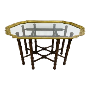 Handsome Vintage Faux Tortoiseshell Classical Side Table.
