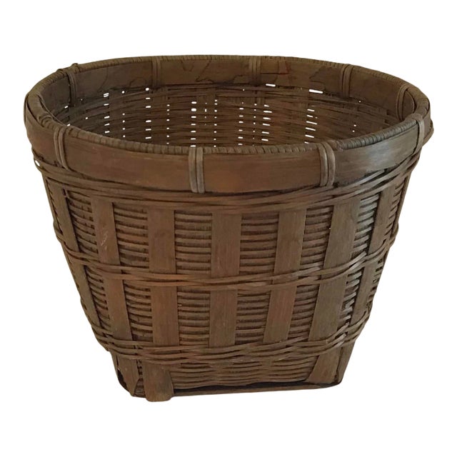 Vintage Woven Planter Basket For Sale