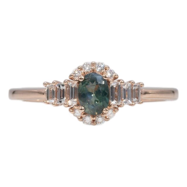 Alexandrite Ring With Earth-Mined Diamond Accents in Solid 14k Gold, Oval 5x4mm For Sale