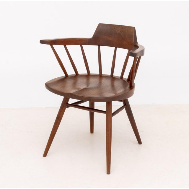 George Nakashima Walnut Captain's Armchairs, Pair For Sale - Image 10 of 10