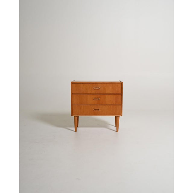 Scandinavian Bedside Table with Three Drawers, 1950s For Sale - Image 9 of 9