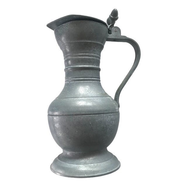 Tin Jug with a Lid Decorated with Acorns, 1890s For Sale