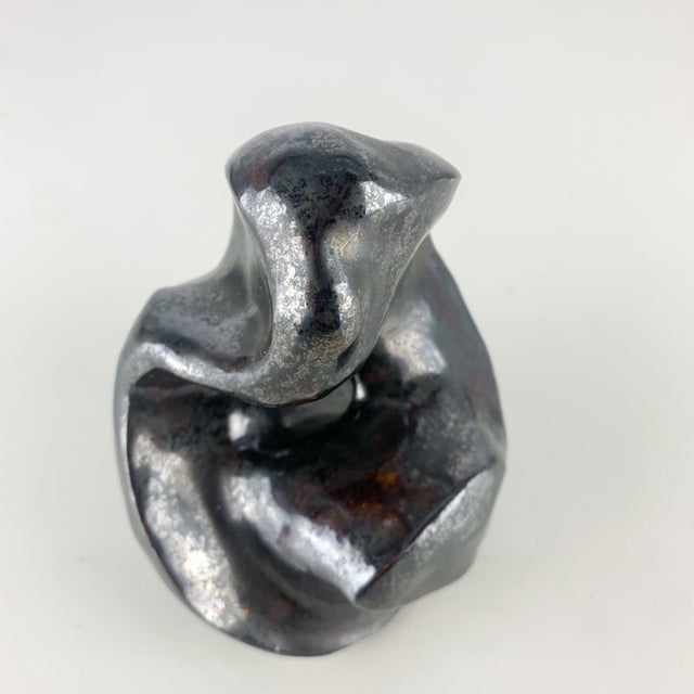 Mid-Century Modern Vintage Black Bronze Art Pottery Abstract Clay Sculpture Mid Century Modern MCM For Sale - Image 3 of 8