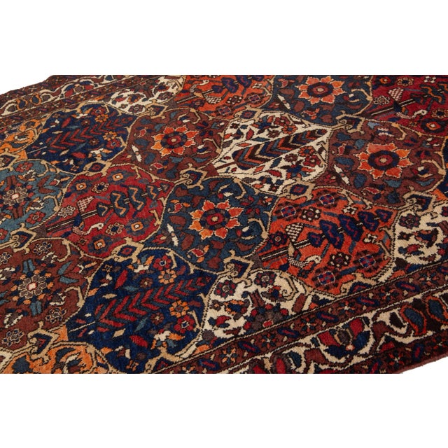 Multicolor Persian Bakhtiari Wool Rug With Allover Pattern For Sale In New York - Image 6 of 9