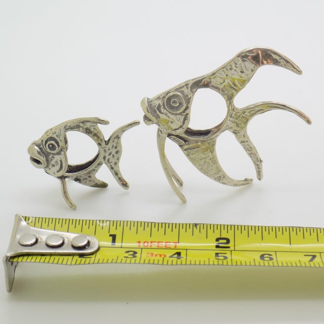 Vintage Italian Handmade Genuine Silver Two Tropical Fishes Miniatures Figurines, 1970s, Set of 2 For Sale - Image 11 of 12