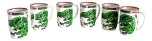 Vintage 1970s Fitz & Floyd “Dragon Crest” Porcelain Mugs - 6 Piece Set