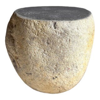 Stone Boulder Outdoor Stool Side Table For Sale