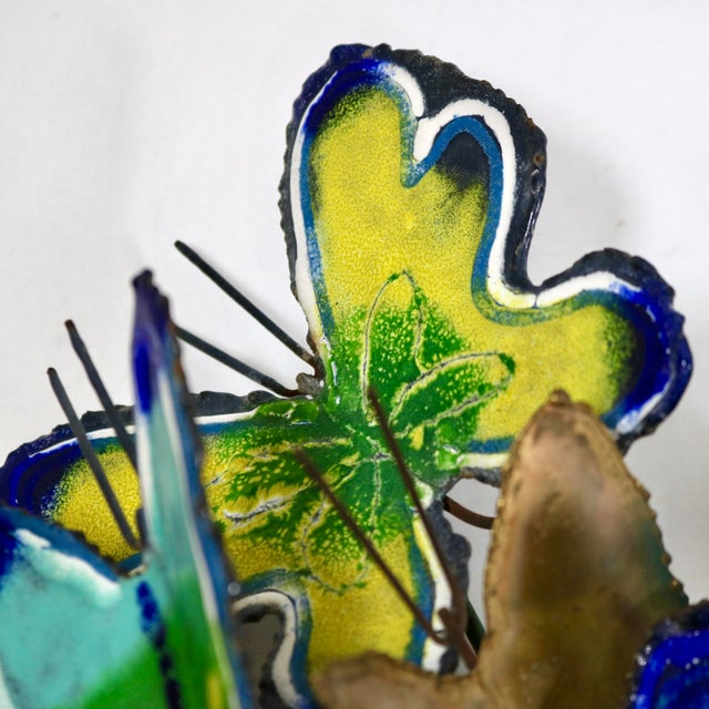 Signed 1968 Curtis Jeré Enameled Butterfly Swarm Wall Sculpture For Sale - Image 9 of 14