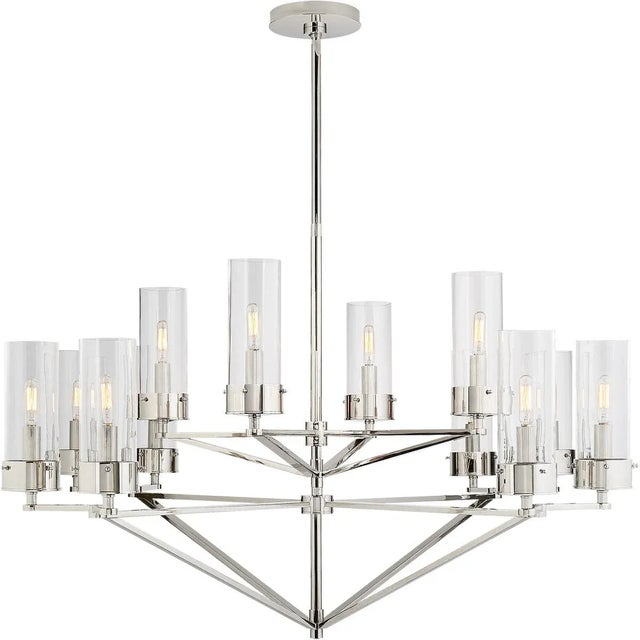 Marais Large Chandelier in Polished Nickel with Clear Glass Designer: Thomas O'Brien Fixture Height: 26.75" Min. Custom...