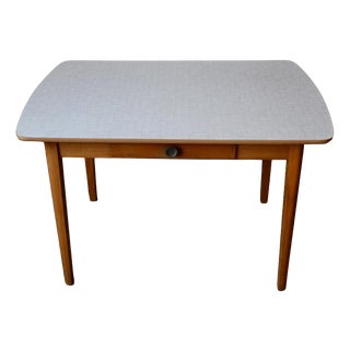 Formica Kitchen Table with Tapered Legs and Drawer, 1950s For Sale