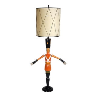 1940s Large French Art Deco Era Polychrome Toy Soldier Lamp For Sale