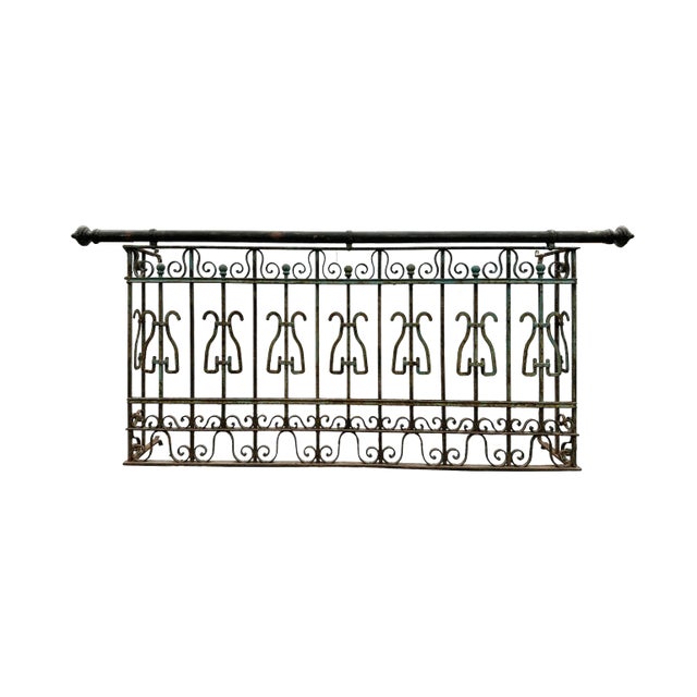 Balcony Wrought Iron Railing Antique Art Nouveau - Art Moderne Style For Sale