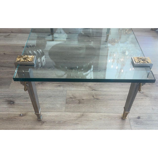 Transparent P.E. Guerin Louis XVI Style Bronze Garland Coffee Table. u.s.a Late 20th Century For Sale - Image 8 of 14